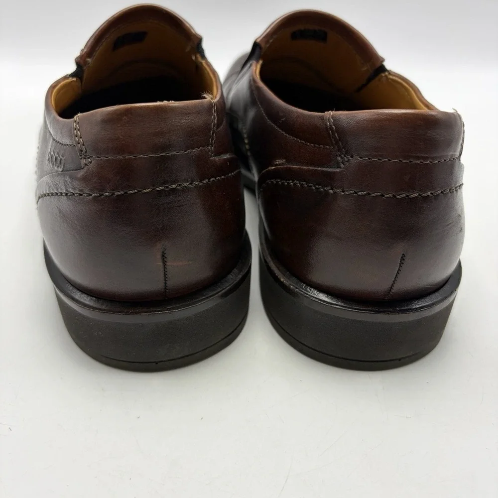 Ecco Metropole London Slip On Loafers Mens 11 Brown Leather Shoes Comfort